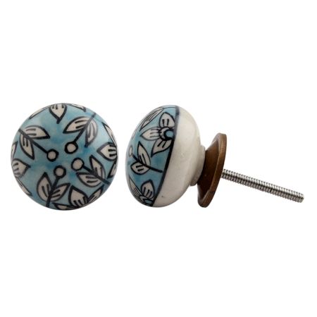 Turquoise Flower Cabinet Drawer Knob